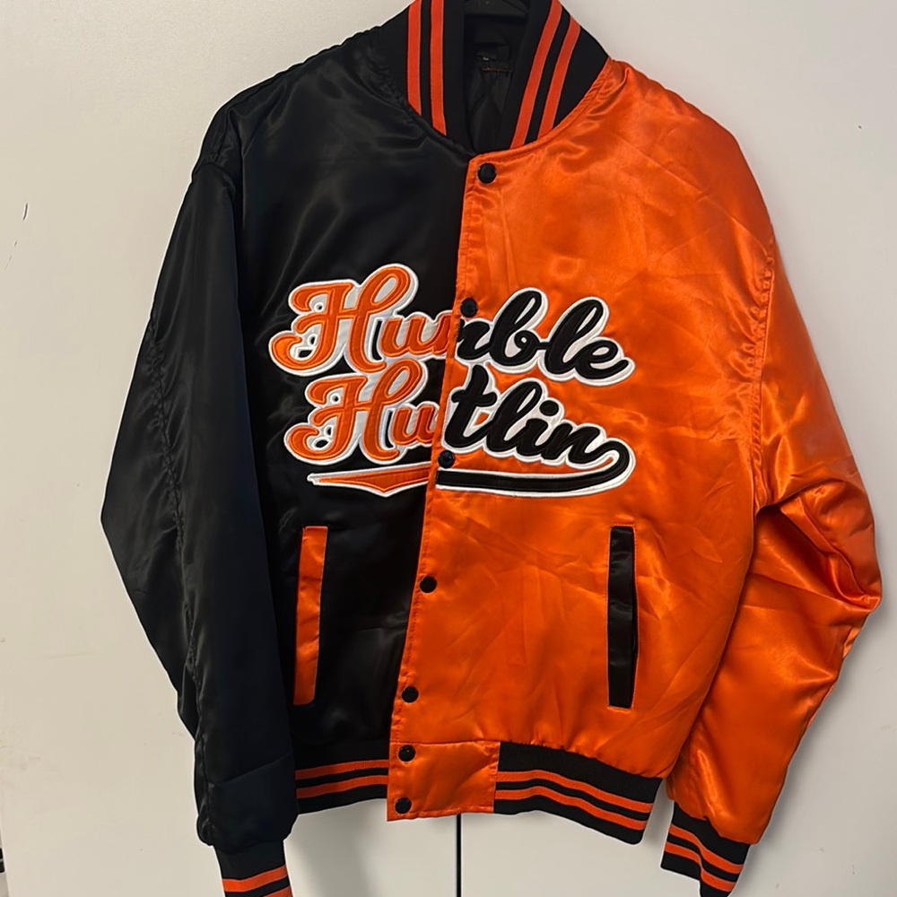 Black and Orange Varsity Jacket